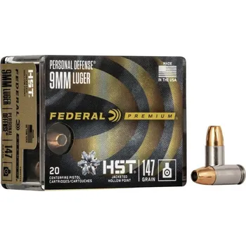 Příslušenství pro sportovní střelbu Federal Náboj kulový Federal, Premium Personal Defense, 9mm Luger, 147GR (9,5g), HST JHP, Subsonic