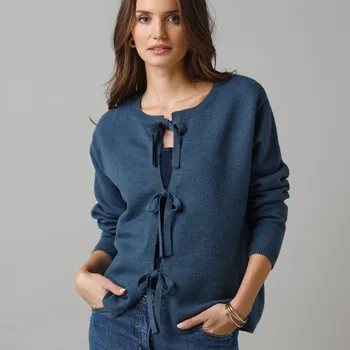 Dámský svetr Svetr se zavázáním nám. modrá 38/40