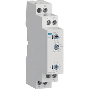 Jistič Hager EZM100 Časové relé multifunkční (E,R,Ws,Wa,Es,Wu,Bp), 50ms-100h, 1P 8 A, 12-240 V AC/DC