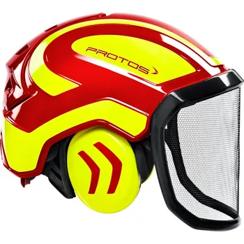 Pracovní přilba Lesnická přilba Protos Integral FOREST červeno/žlutá - štít G16