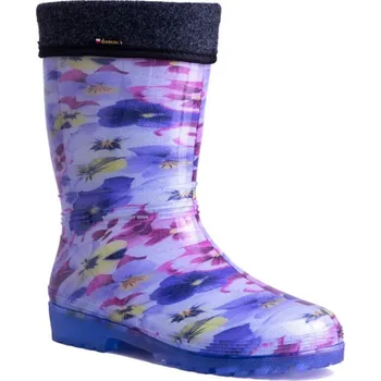 Pánské holínky DEMAR - Dámské zateplené holinky RAINNY LUX PRINT 0546 Barva: fialka, Velikost: 39