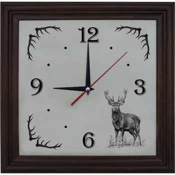Hodiny Dřevo Novák Hodiny - jelen Hodiny: Tmavý rám