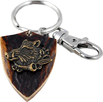 Zubíček Divočák s trubkou (parohová klíčenka erb)