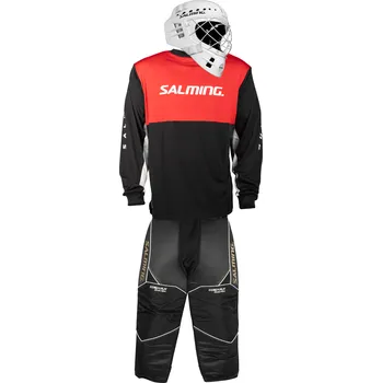Florbalový dres Salming Brankářský set React black/red + maska Salming Phoenix Elite Helmet White Shiny vel. S