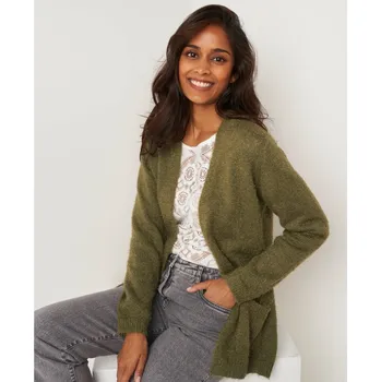 Dámský svetr Dlouhý svetr s chlupem khaki 38/40