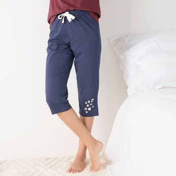 Dámské noční prádlo Pyžamové 3/4 kalhoty se potiskem Beautiful nám. modrá 42/44