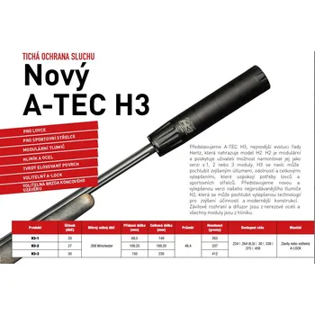 Sport A-TEC Tlumič A-TEC, model H3, 3 modulový, pro ráže do .458" (11,65mm), na adaptér A-LOCK Mini