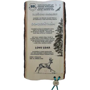 Obraz Dřevo Novák Gratulace myslivec 744 na desce s kůrou 3D