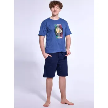 Pánské pyžamo Cornette F&Y Boy pyžamo 500/49 Scooter kr/r 164-188 džínovina 182/L