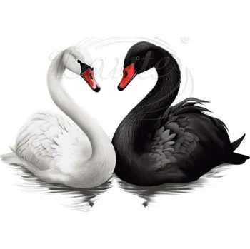 Textilní nažehlovací páska Dante Nažehlovačka Labuť černá a bílá - 12 x 8 cm