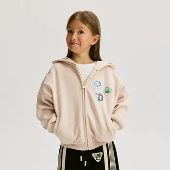 Dětská móda Reserved - Mikina s potiskem na zádech - tělová - 286FA-02X - 286FA-02X-116