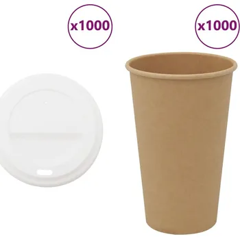 vidaXL Papírové kelímky na kávu s víčky 1000 pcs 16oz 400ml [3325222]
