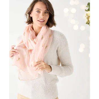 Šátek Maxi šátek s potiskem peříček růžová