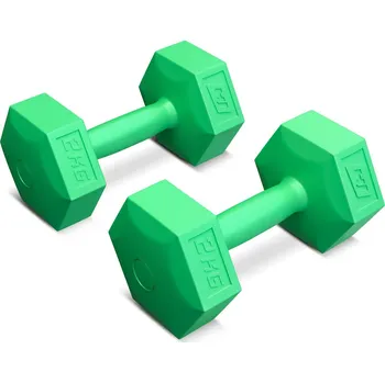 HOP-SPORT Sada šestihranných fitness činek 2x2kg 2*2kg ZELENÁ