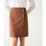 Sukně s ozdobným zapínáním na knoflíky karamelová 42