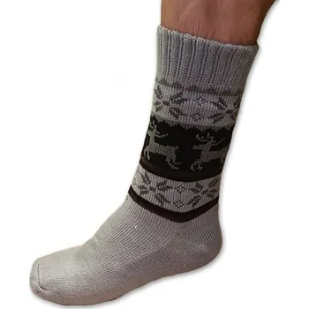 Pánské ponožky Domácí teplé pánské ponožky s kožíškem protiskluzové sobíci 43-46 šedá