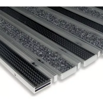 Rohožka Textilní gumová hliníková kartáčová vstupní rohož FLOMA Alu Low (Bfl-S1) - 100 x 150 x 1 cm