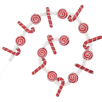 Vánoční dekorace Atmosphera Vánoční girlanda s čepicemi a cukrovými hůlkami, 180 cm