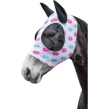Koňská maska proti hmyzu HKM Maska proti hmyzu Ice Cream HKM, white/pink FULL