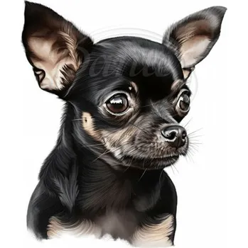 Textilní nažehlovací páska Dante Nažehlovačka Čivava černá - 10 x 12 cm