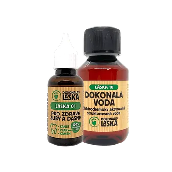 Péče o psí chrup Dokonalá Láska Zvýhodněný balíček LÁSKA 01 + LÁSKA 10 - ZUBY A DÁSNĚ - Péče a ochrana proti bakteriím
