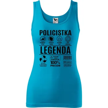 Dámské tílko s potiskem Policistka legenda Velikost: 2XL, Barva: Tyrkysová