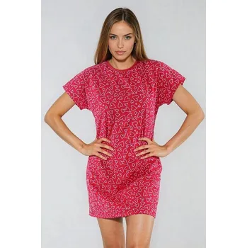 Dámská noční košile Dámská noční košile Zuzi červená se srdíčky XL