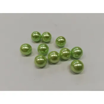 Dětské navlékací korálky Dekorační voskové perly bez dírek 10mm - zelená - 10ks