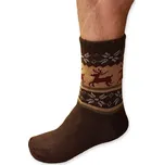 Domácí teplé pánské ponožky s kožíškem protiskluzové sobíci 39-42 hnědá