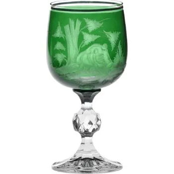 Sklenice Broušené sklo 04. sada 6x sklenička na víno (190ml), zelená barva