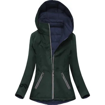 Zeleno-tmavě modrá oboustranná bunda pro přechodné období (7699) odstíny zelené L (40)