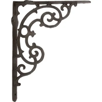 Držák na polici Hnědá kovová policová konzole s ornamenty - 4*29*22 cm