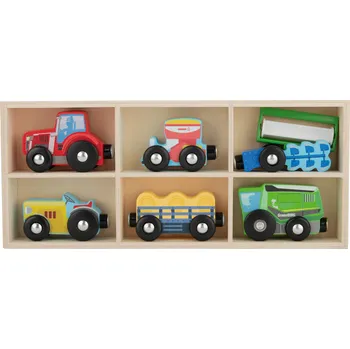 Dřevěná hračka lupilu® Dřevěná autíčka, 6 kusů (zemědělská vozidla)