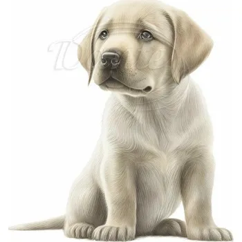 Textilní nažehlovací páska Dante Nažehlovačka Labrador štěně bílý - 11 x 12 cm