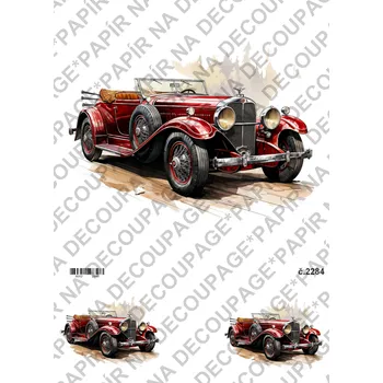 Umělecký papír Rýžový a soft papír na decoupage - Auto veterán - KB2284 Materiál: Soft, Rozměr: A4