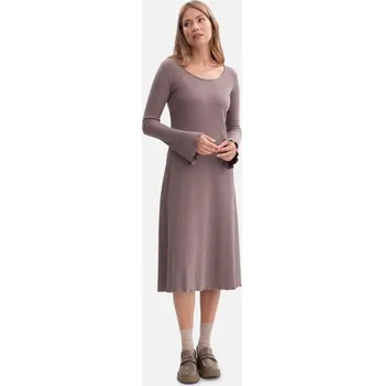 Dámské šaty B308 Midi šaty z žebrového úpletu - kakao EU S