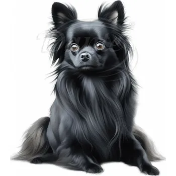 Textilní nažehlovací páska Dante Nažehlovačka Čivava dlouhosrstá černá - 11 x 12 cm