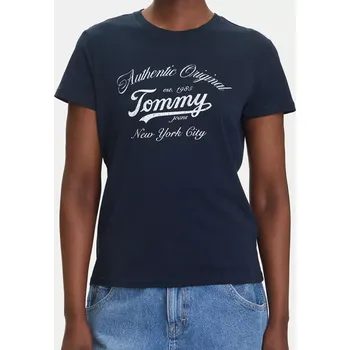 Dámské tričko Tommy Jeans modré tričko, XL (Dámské tričko Tommy Hilfiger doprava zdarma)