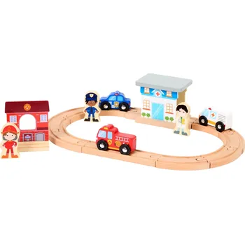 Dřevěná hračka Mini Matters Dřevěná autodráha 22dílná sada