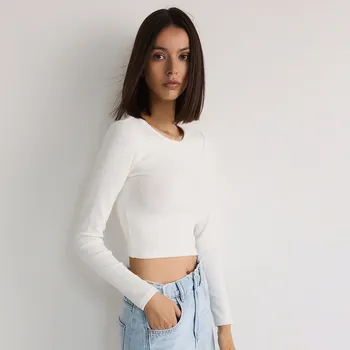 Dámské tričko Reserved - Krátký bavlněný dlouhý rukáv - bílá - 1635I-00X - 1635I-00X-L-2