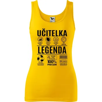Dámské tílko s potiskem Učitelka legenda Velikost: M, Barva: Žlutá