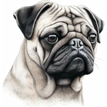 Textilní nažehlovací páska Dante Nažehlovačka Mopslík hlava - 6 x 6 cm