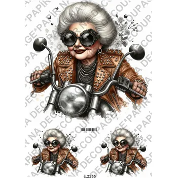 Umělecký papír Rýžový a soft papír na decoupage - Na motorce - KB2255 Materiál: Soft, Rozměr: A4