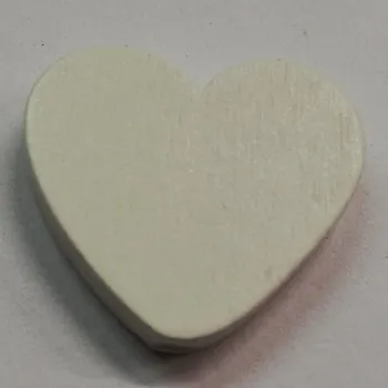 Dětské navlékací korálky Dřevěné korálky - srdce bílé - 25x18mm - 1ks