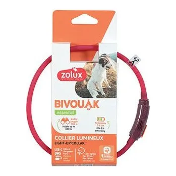 Obojek pro psa Obojek LED malý BIVOUAK 20-40cm USB červená Zolux