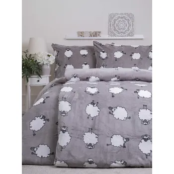 Povlečení Prodloužené povlečení mikroplyš Exclusive – Ovečky Morning Yoga šedé