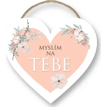 Bytová dekorace Nekupto Dárková cedulka srdce malé - Myslím na Tebe