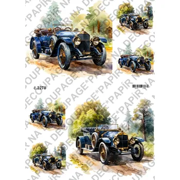 Umělecký papír Rýžový a soft papír na decoupage - Auto veterán - KB2278 Materiál: Soft, Rozměr: A4