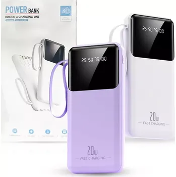 Powerbanka se čtyřmi konektory 4in1 - 6000 mAh - USB-C - bílá