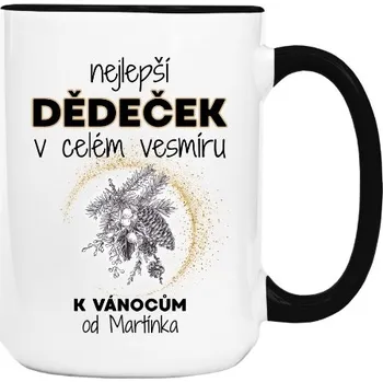 Hrnek velký barevný s potiskem Nejlepší dědeček v celém vesmíru